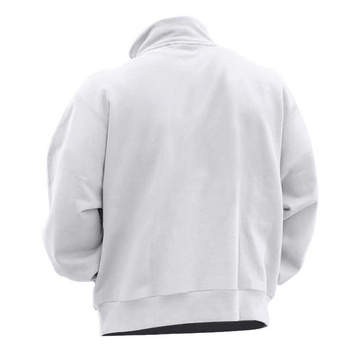 Herren nan wattierter Halbzip Sweatpullover mit Stehkragen und Brusttasche Drune