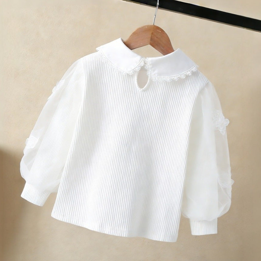 Damen Bluse mit eleganten Puffärmeln und Rüschenkragen Drune