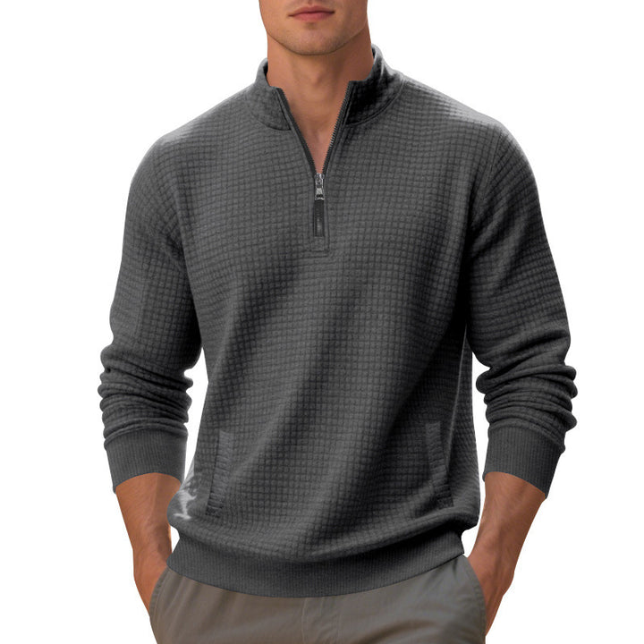 Herren sportlicher Pullover mit Reißverschluss und strukturierter Oberfläche Drune