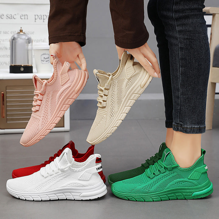 Unisex nan ultraleichte Strick-Laufsneaker mit nahtlosem Sockenschaft und stoßdämpfender gewellter Laufsohle Drune