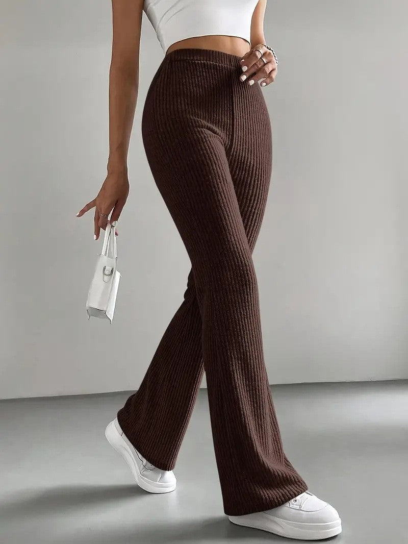 Damen Elegante und bequeme Rippen-Hose mit hohem Bund Drune