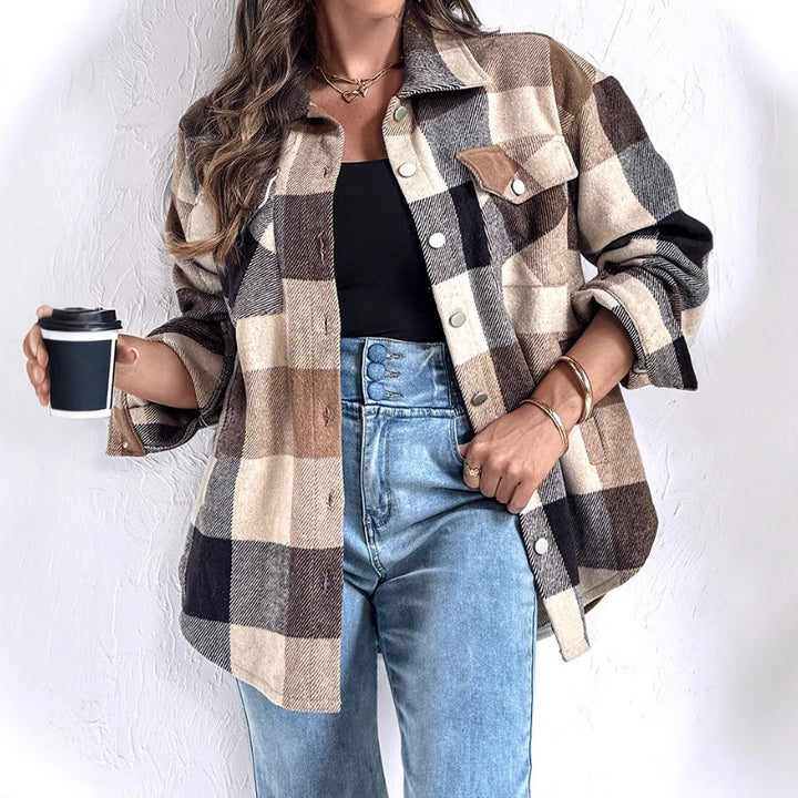 Damen Übergröße Karo-Hemdjacke Drune