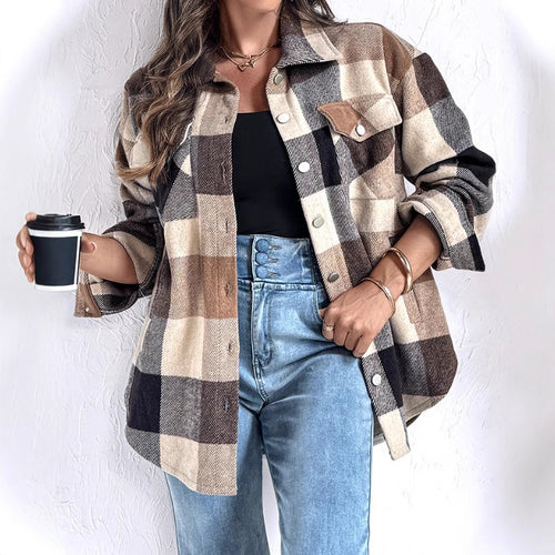 Damen Übergröße Karo-Hemdjacke Drune
