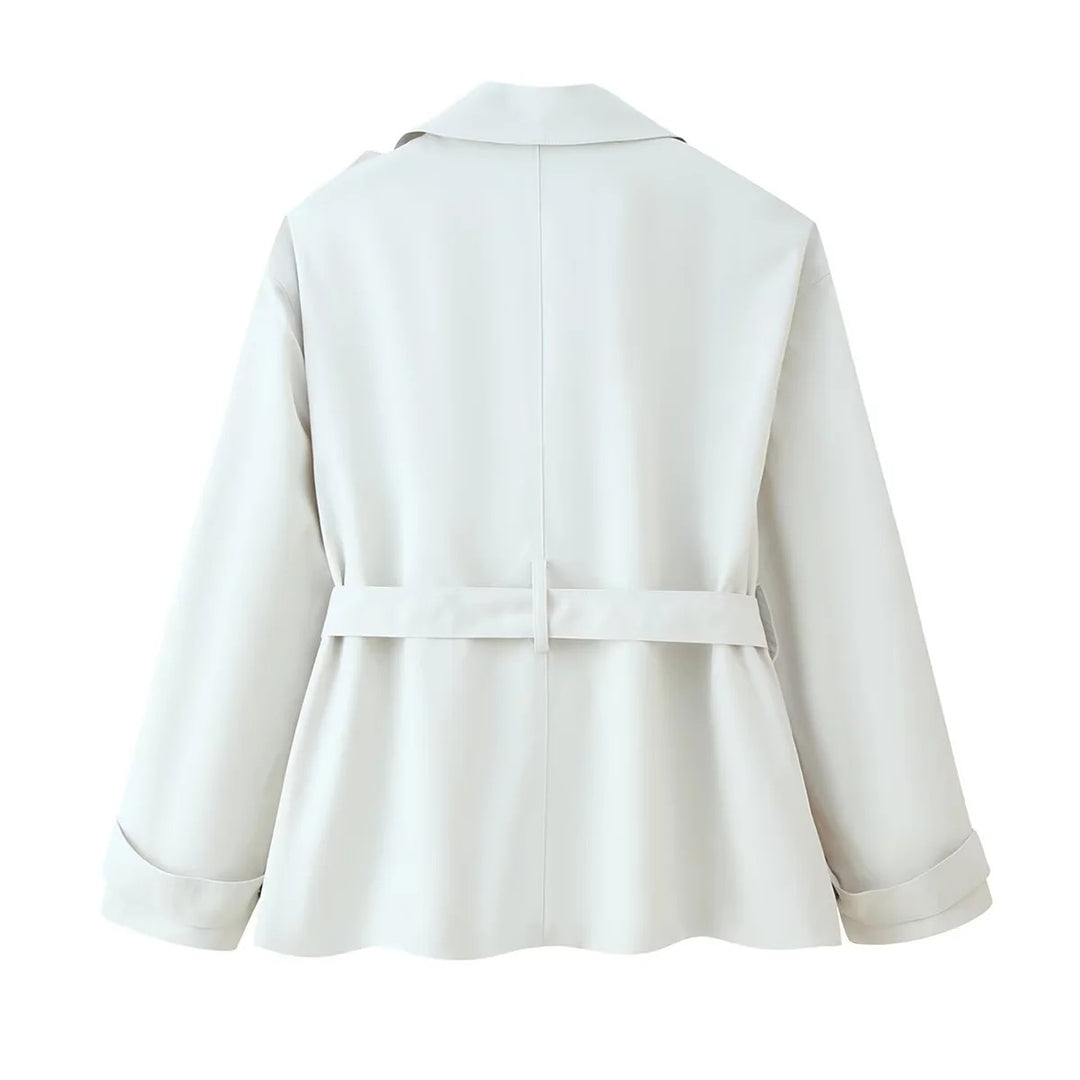 Damen elegante Trenchjacke mit dekorativem Gürtel und Taschen Drune
