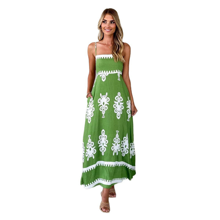 Damen Maxikleid mit floralem Muster und schwingendem Rock Drune