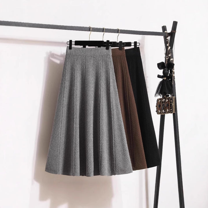 Damen Plissierter Midirock mit elastischem Bund und feiner Struktur Drune