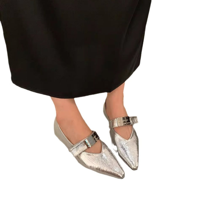 Damen elegante Ballerinas mit stilvollem verstellbarem Riemen Drune