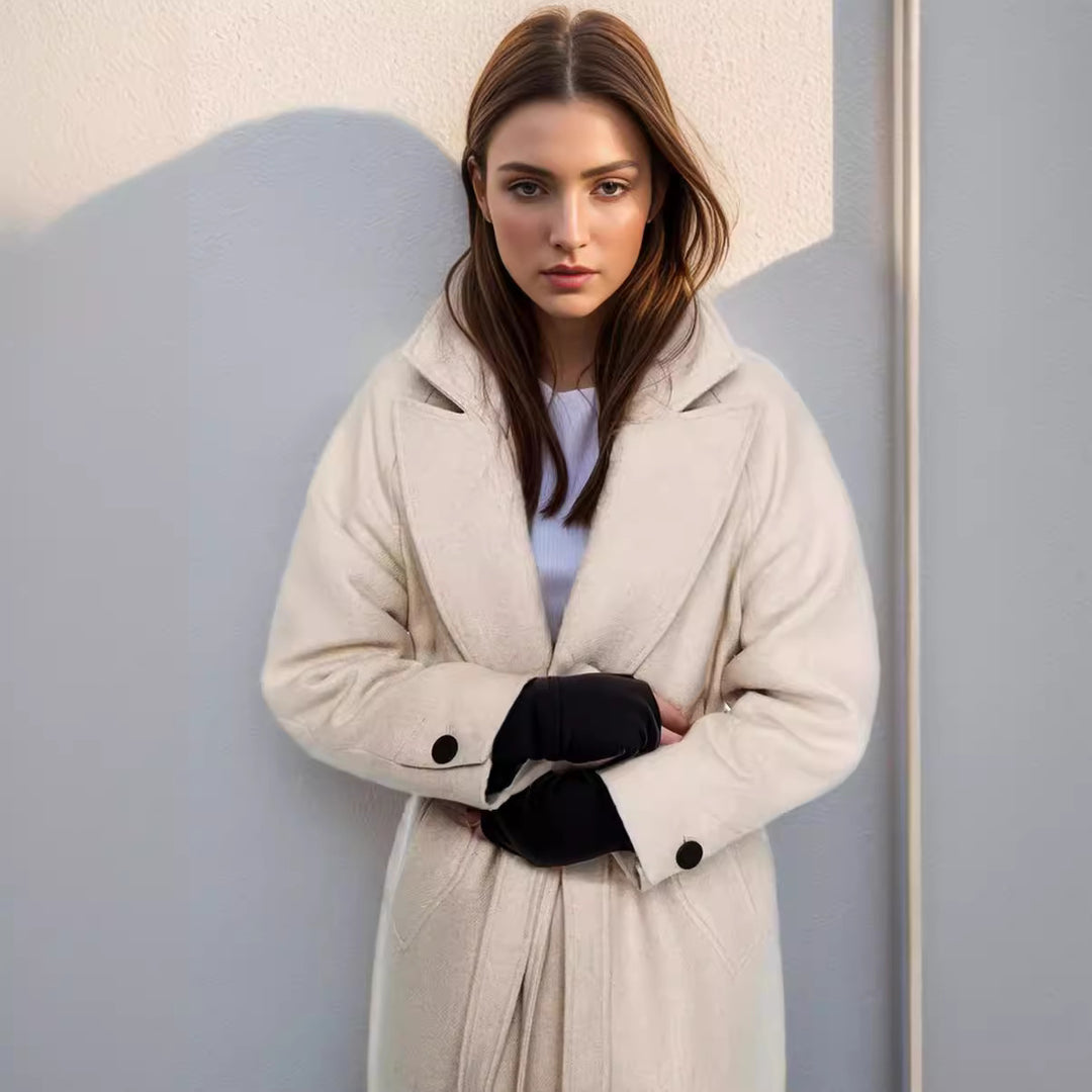Damen eleganter, weit geschnittener Wollmantel Drune