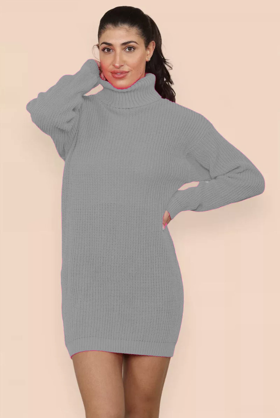 Damen Strickkleid mit hohem Rollkragen und lässigem Schnitt Drune