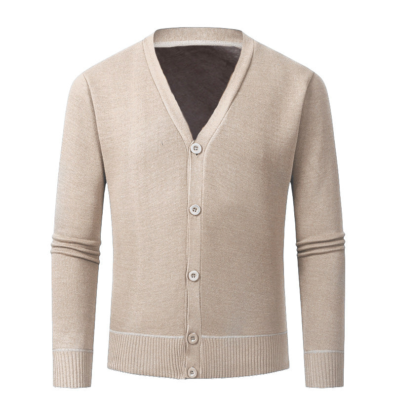 Herren Strickjacke mit V-Ausschnitt und knopflosem Design Drune