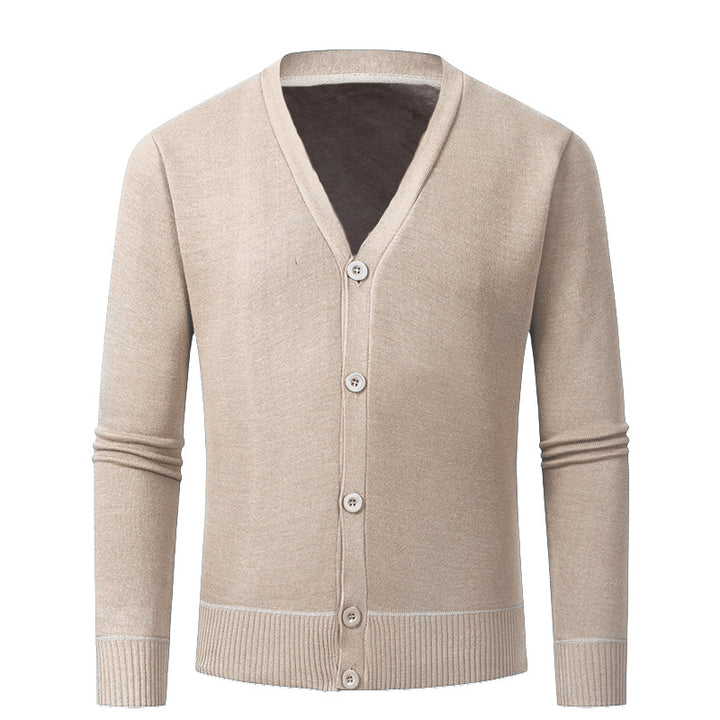 Herren Strickjacke mit V-Ausschnitt und knopflosem Design Drune