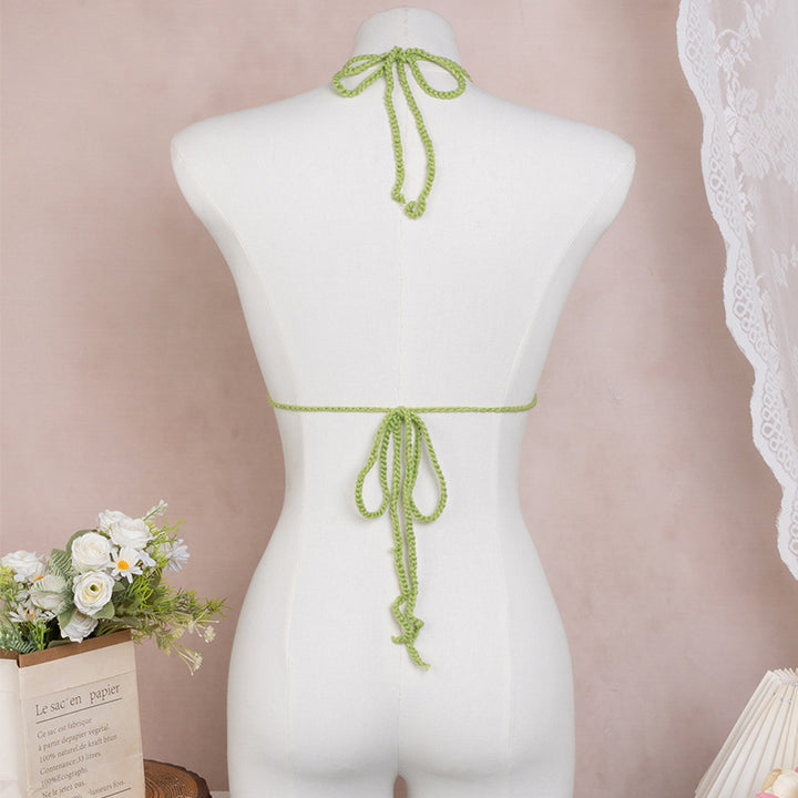 Damen Häkel-Bikinioberteil mit floralen Akzenten Drune