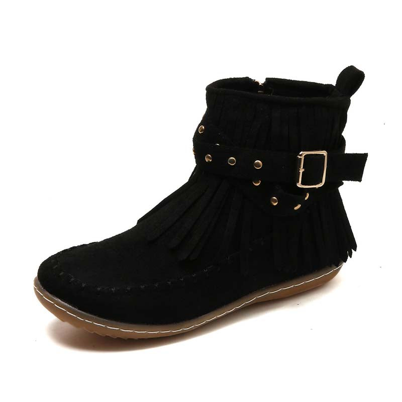 Drune | Boho Stiefelette Mit Fransen Und Schnallen Für Damen