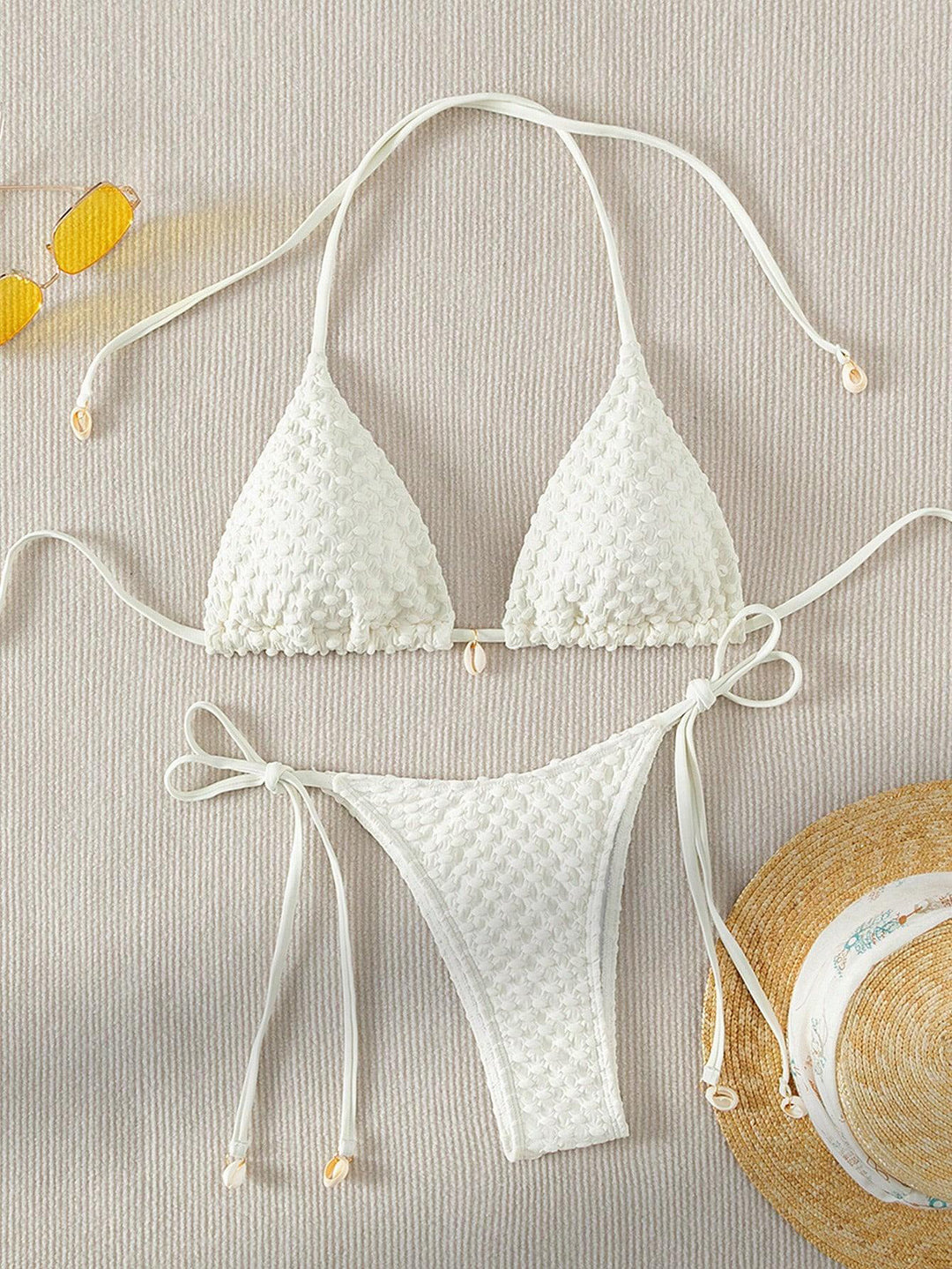 Damen Triangle-Bikini mit strukturiertem Material und zarten Bindebändern Drune