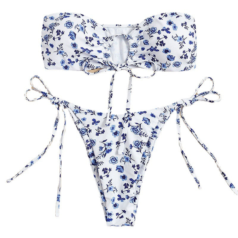 Damen Bandeau-Bikini mit verspieltem Blumendesign Drune