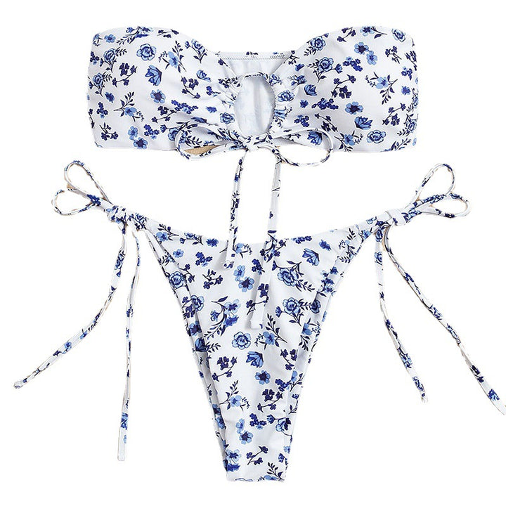 Damen Bandeau-Bikini mit verspieltem Blumendesign Drune