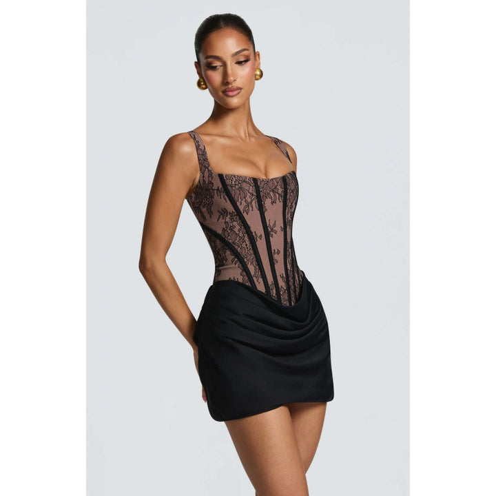 Damen Abendkleid mit Corsagen-Oberteil und Rüschenrock Drune