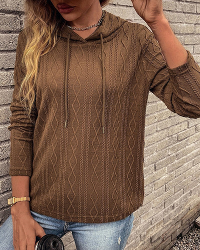 Drune Schnürung langärmliger Jacquard Kapuzenpullover