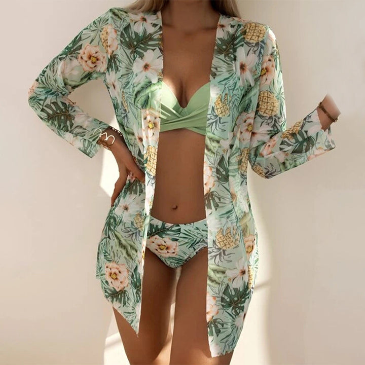 Damen Bikini-Set mit floralem Kimono Drune