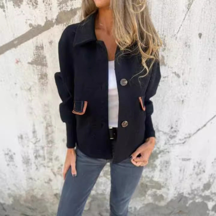 Damen gemütliche Cardigan-Jacke mit Knöpfen Drune