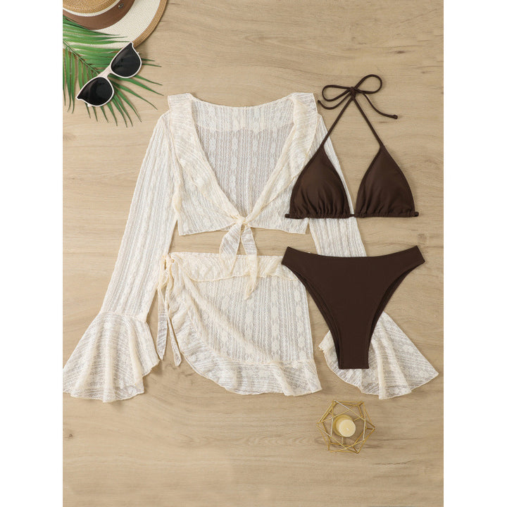 Damen Badeanzug-Set mit Spitzenoberteil und Rüschen von Drune