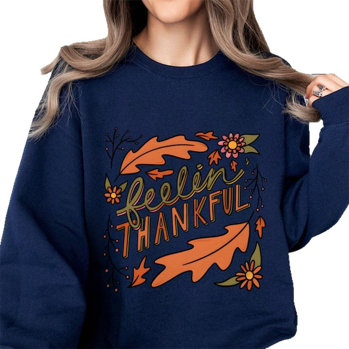 Damen Sweatshirt mit buntem Herbstmotiv und inspirierendem Schriftzug Drune