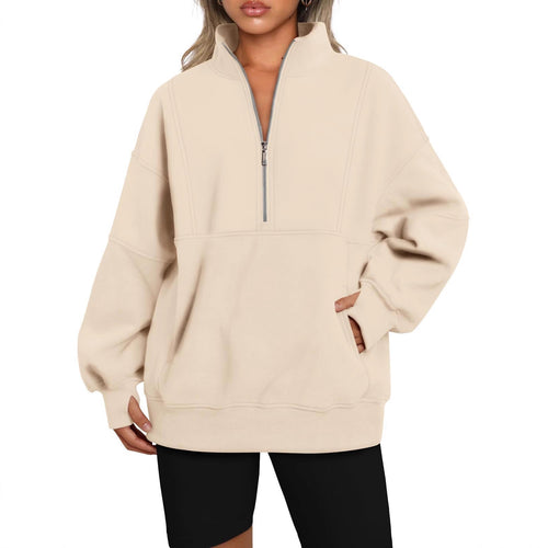 Damen Sportlicher Hoodie mit hohem Kragen und Reißverschluss Drune