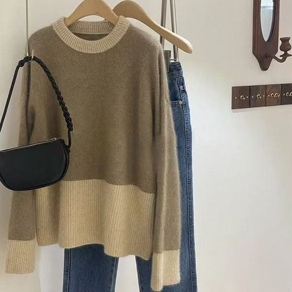 Damen Kuscheliger Strickpullover mit hohem Kragen und feiner Rippenstruktur Drune