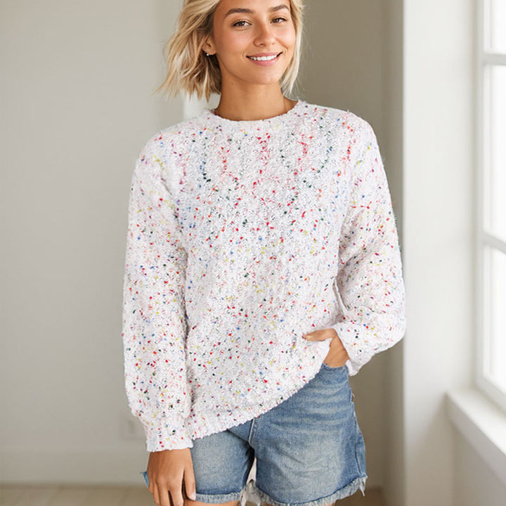 Damen luftiger Strickpullover mit buntem Garn und weichem Griff Drune