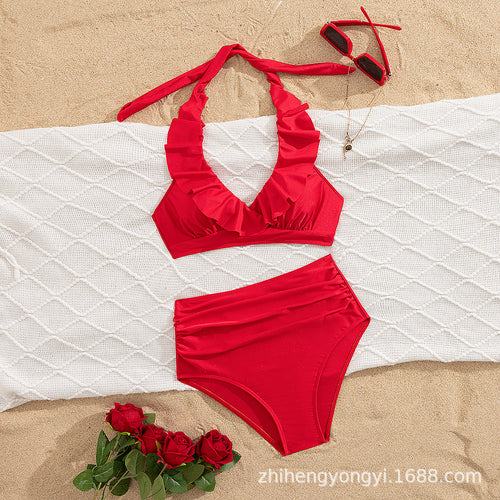 Damen Hoch-waisted Bikini mit voluminösem Rüschendesign Drune
