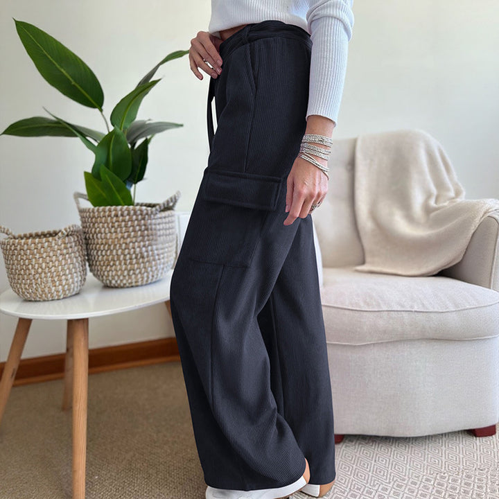 Damen weite Cargo-Hose mit elastischem Bund und praktischen Seitentaschen Drune