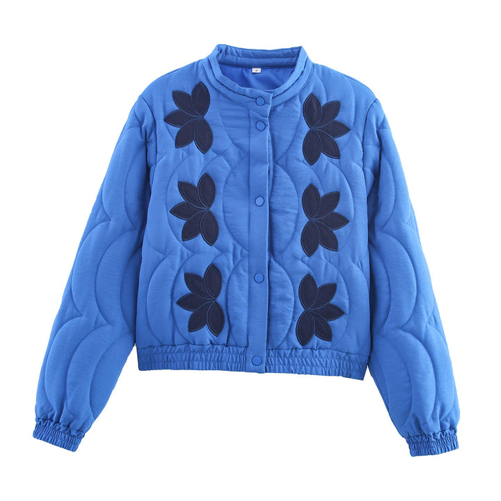 Damen gesteppte Übergangsjacke mit floralem Stickdesign Drune