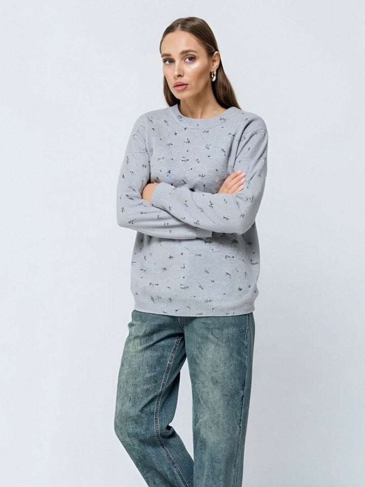 Damen lässiger Sweatpullover mit floralem Design und oversized Schnitt Drune