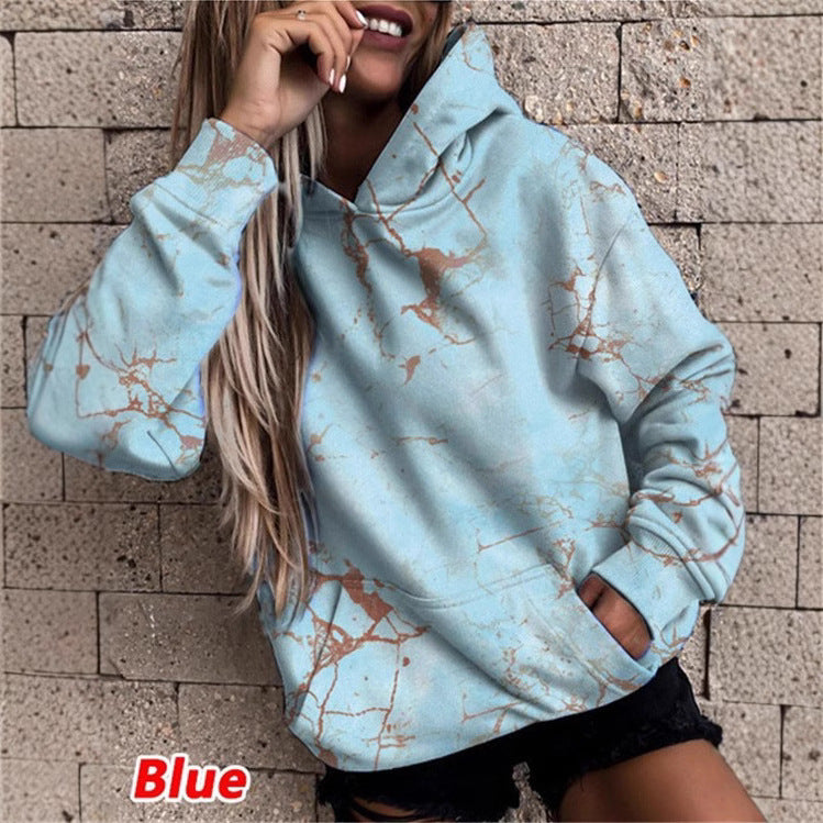 Damen Kapuzenpullover mit stylischem Marmor-Muster Drune