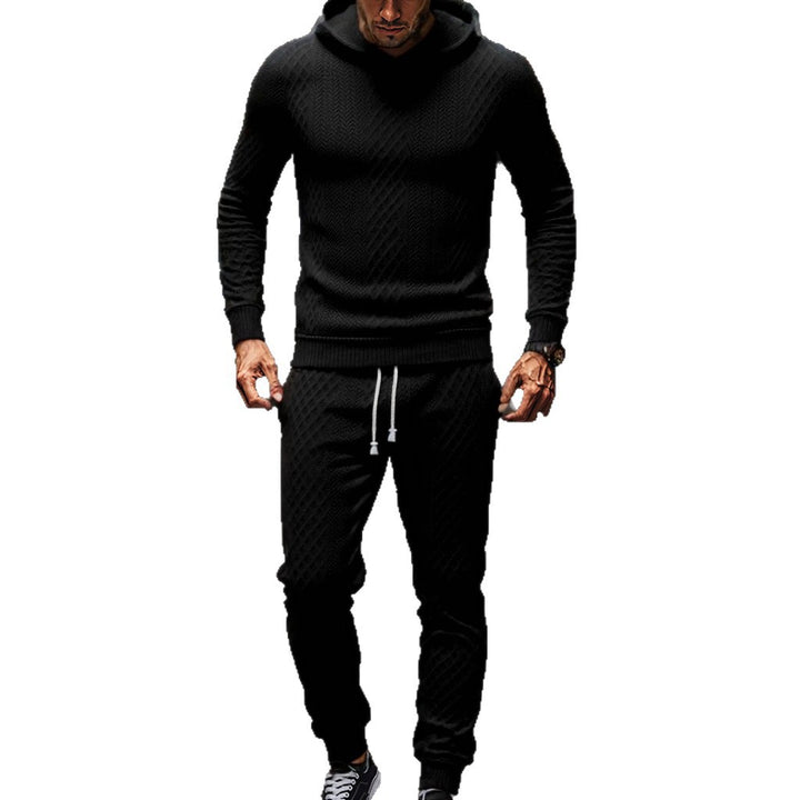 Herren Strick-Freizeitanzug mit Kapuze und modernem Rippdesign Drune