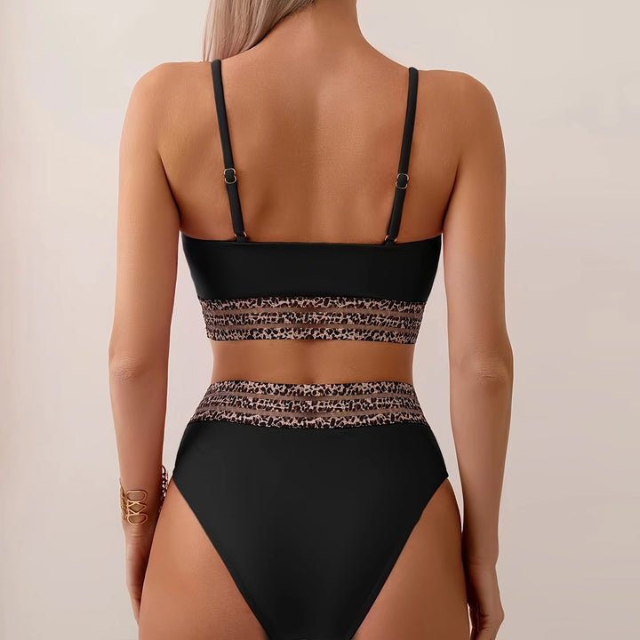 Damen Hochtailliertes Bikini-Set mit modischen Leoparden-Details Drune