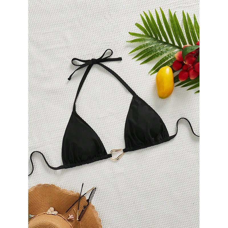 Damen Triangel-Bikini mit eleganter Schnürung und dekorativem Ring Drune
