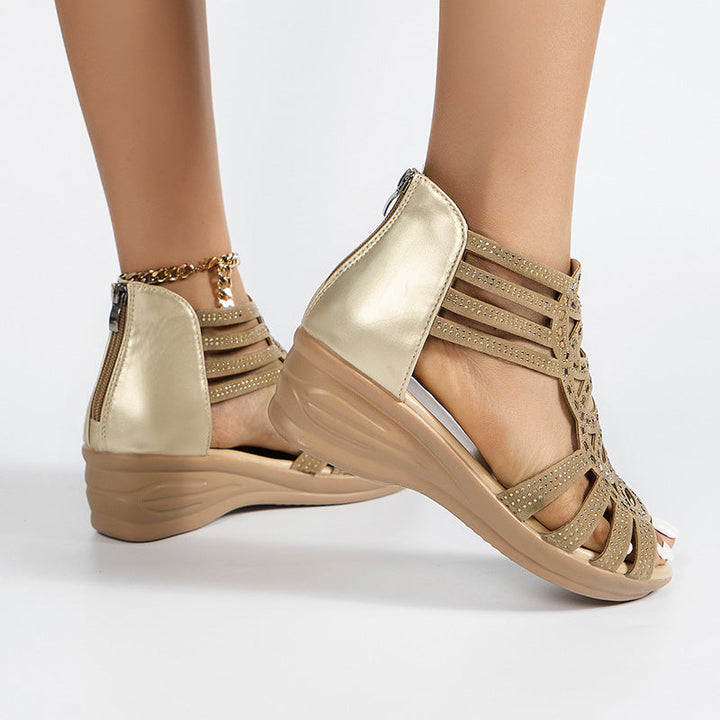 Damen Gladiatoren-Sandalen mit elegantem Riemendesign und verstärktem Absatz Drune