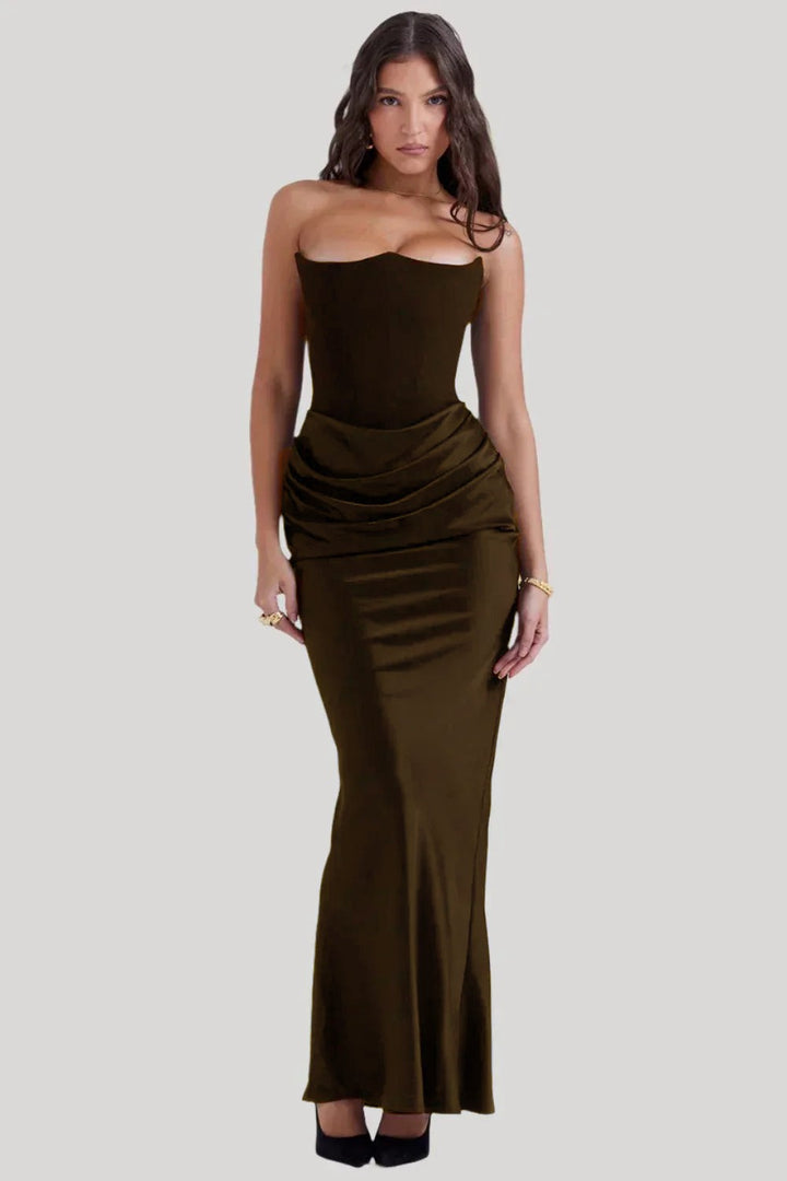 Damen Elegantes Abendkleid mit tiefem Dekolleté und drapierten Details Drune