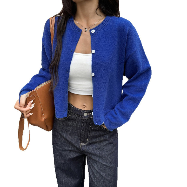 Damen Gemütlicher Kurzstrickcardigan mit Knopfverschluss Drune