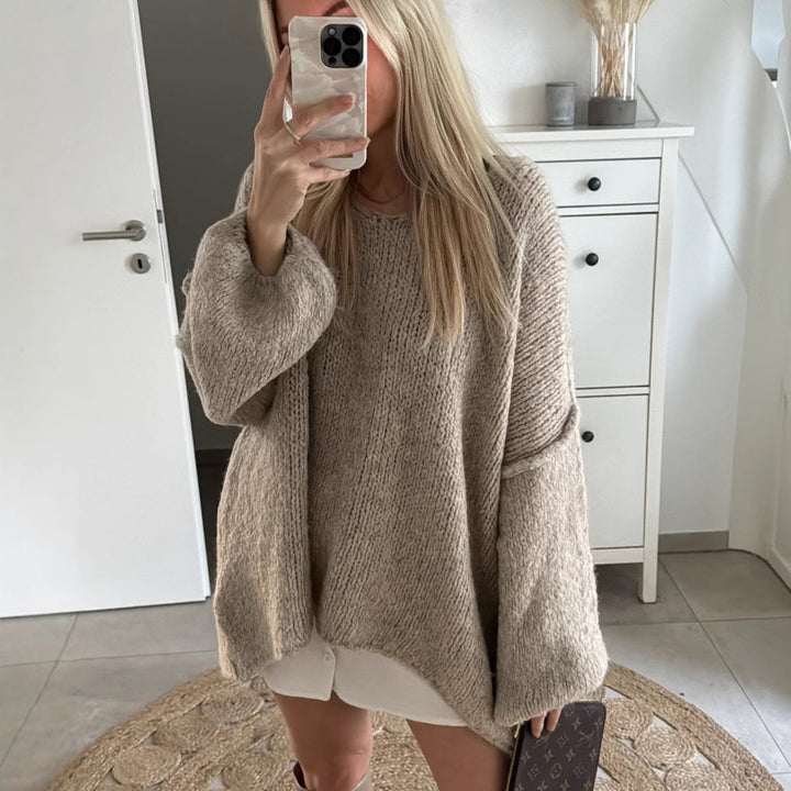 Damen lässiger Oversized Pullover mit voluminösen Ärmeln und weicher Textur Drune