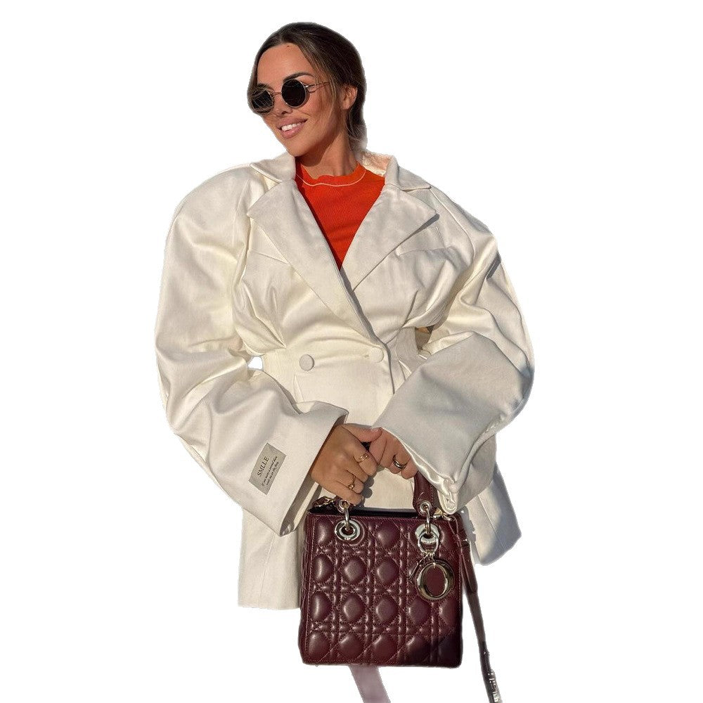 Damen modische Oversized-Blazerjacke mit ausgefallenem Schnitt Drune