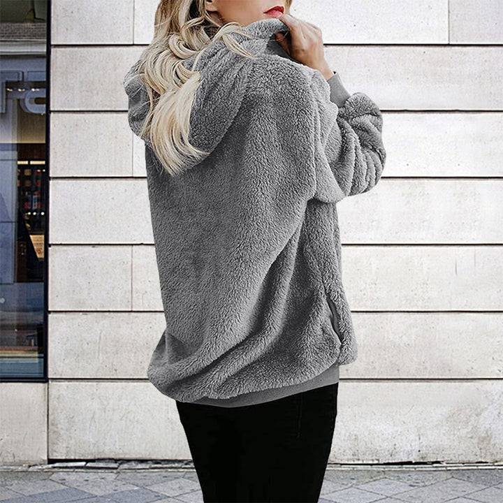 Damen Oversized Kuschelpullover mit praktischer Kapuze und seitlichen Einschubtaschen Drune