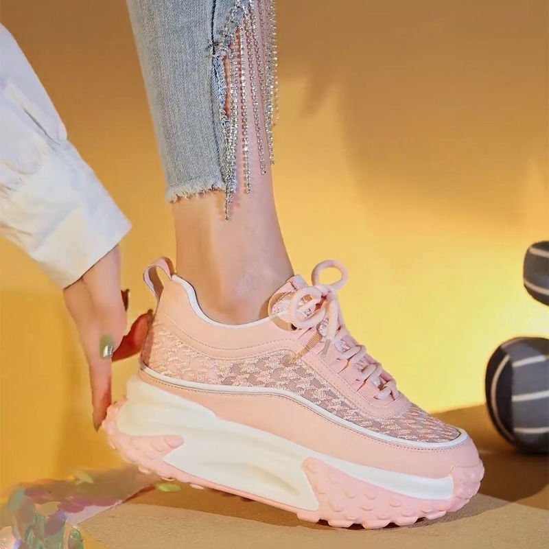 Damen Sportliche Chunky Sneakers mit futuristischem Design und atmungsaktiver Obermaterialstruktur Drune