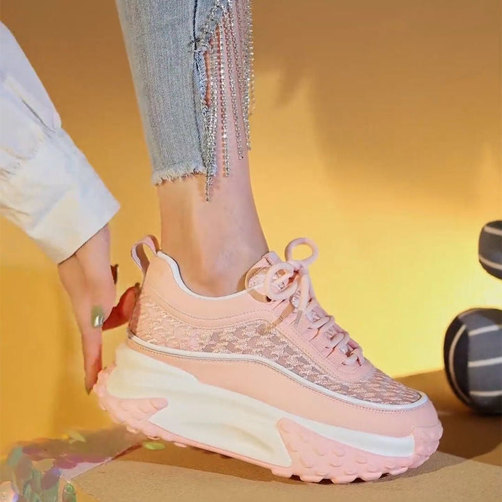 Damen Sportliche Chunky Sneakers mit futuristischem Design und atmungsaktiver Obermaterialstruktur Drune