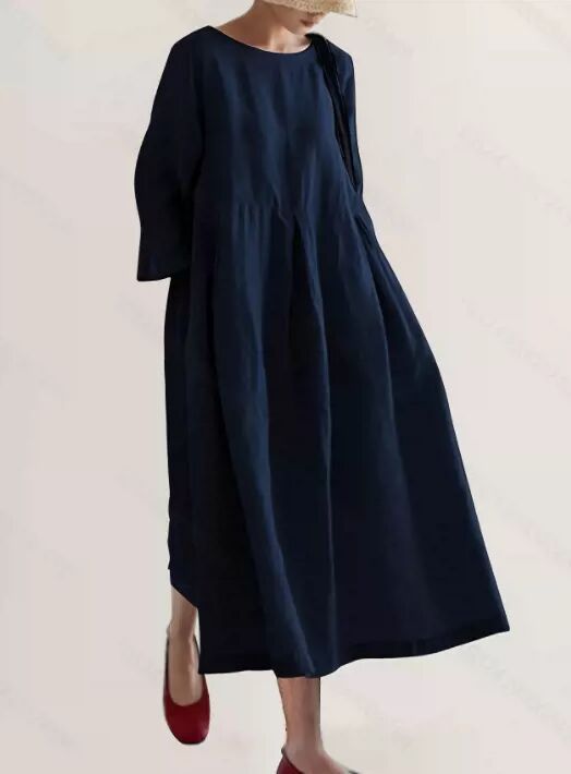 Damen lässiges Sommerkleid im A-Linien Schnitt mit 3/4 Ärmeln Drune