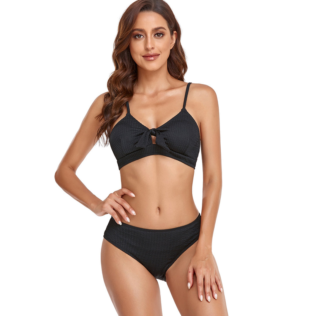 Damen Bikini-Set mit verspieltem Knoten und hoch geschnittenem Unterteil Drune