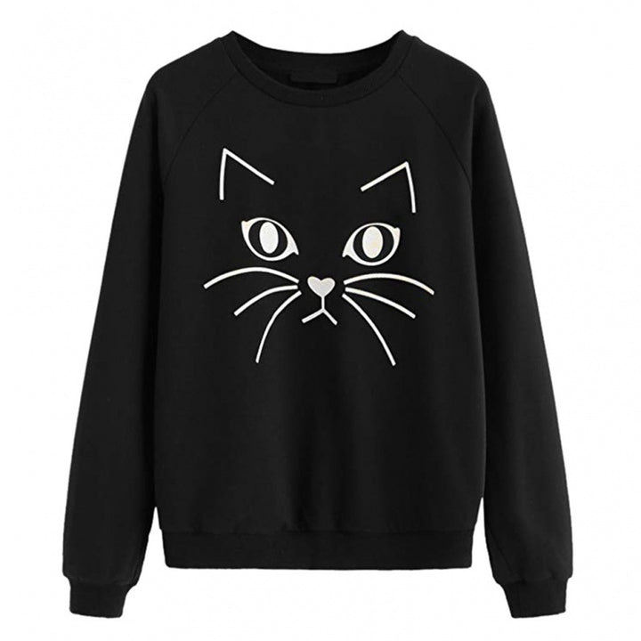 Damen Sweatshirt mit Katzenmotiv Drune