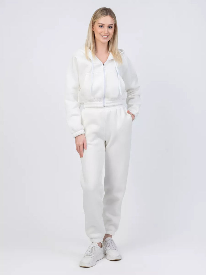 Damen Fleece-Pullover und Jogginghose-Set mit Kängurutasche und elastischem Bund Drune