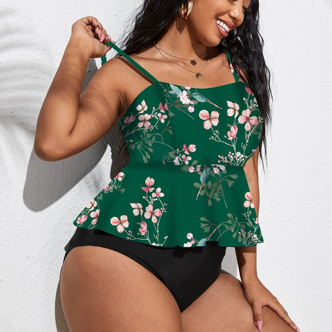 Damen Tankini mit schwingendem Rock und floralem Design Drune